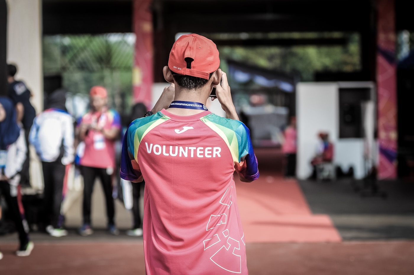 Volunteers and community members working together outdoors